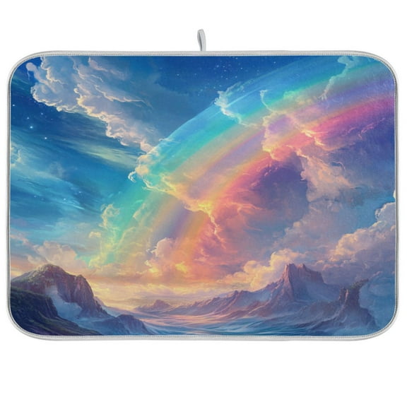 Kitchen Drying Mat 16x18In Drying Dish Mat Dish Drying Mats Kitchen Countertop Multi-Function Drain Drying Mat Kitchen Table Picturesque Rainbow