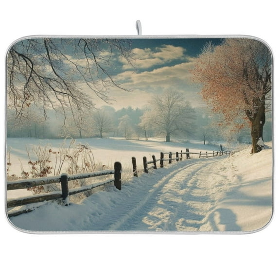 Kitchen Drying Mat 16x18In Drying Dish Mat Dish Drying Mats Kitchen Countertop Multi-Function Drain Drying Mat Kitchen Table Picturesque Snow