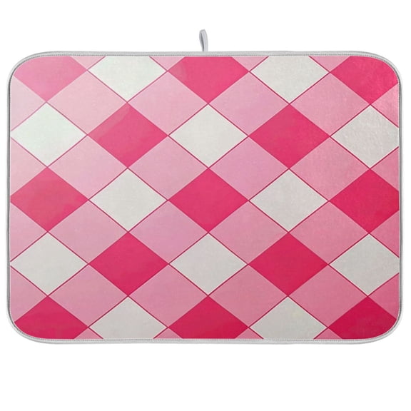 Kitchen Drying Mat 16x18In Drying Dish Mat Dish Drying Mats Kitchen Countertop Multi-Function Drain Drying Mat Kitchen Table Pink Check
