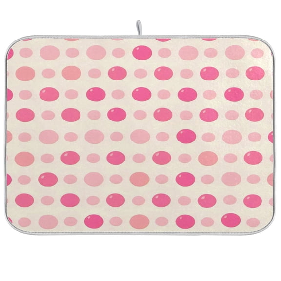 Kitchen Drying Mat 16x18In Drying Dish Mat Dish Drying Mats Kitchen Countertop Multi-Function Drain Drying Mat Kitchen Table Pink Circle
