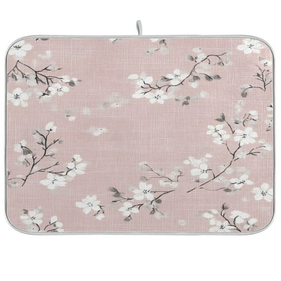 Kitchen Drying Mat 16x18In Drying Dish Mat Dish Drying Mats Kitchen Countertop Multi-Function Drain Drying Mat Kitchen Table Pink Cloth Flowers