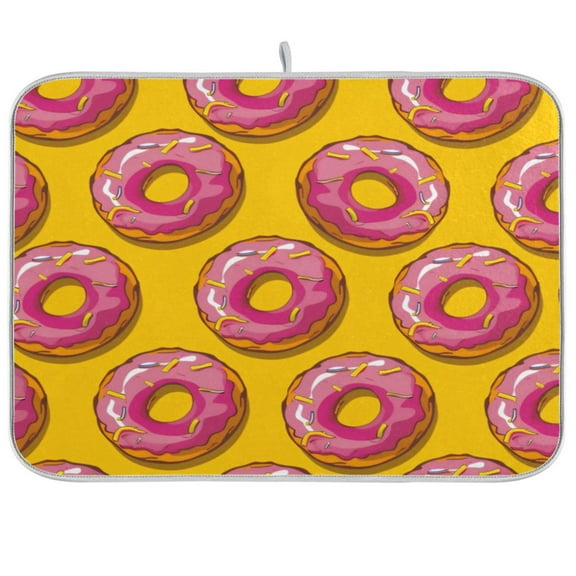 Kitchen Drying Mat 16x18In Drying Dish Mat Dish Drying Mats Kitchen Countertop Multi-Function Drain Drying Mat Kitchen Table Pink Donut