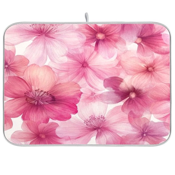 Kitchen Drying Mat 16x18In Drying Dish Mat Dish Drying Mats Kitchen Countertop Multi-Function Drain Drying Mat Kitchen Table Pink Flowers