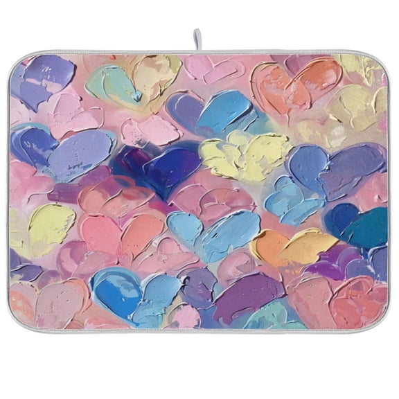 Kitchen Drying Mat 16x18In Drying Dish Mat Dish Drying Mats Kitchen Countertop Multi-Function Drain Drying Mat Kitchen Table Pink Heart