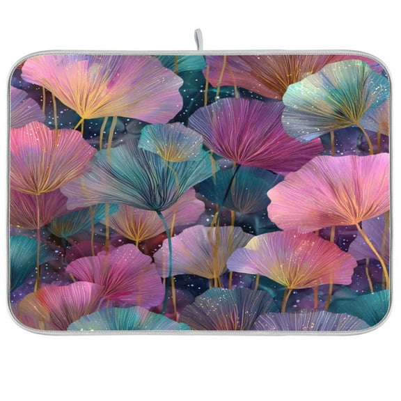 Kitchen Drying Mat 16x18In Drying Dish Mat Dish Drying Mats Kitchen Countertop Multi-Function Drain Drying Mat Kitchen Table Pink Leaves