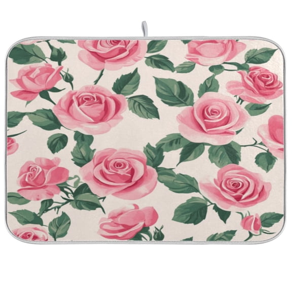 Kitchen Drying Mat 16x18In Drying Dish Mat Dish Drying Mats Kitchen Countertop Multi-Function Drain Drying Mat Kitchen Table Pink Rose1