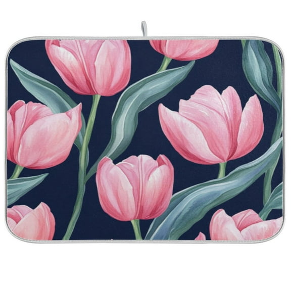 Kitchen Drying Mat 16x18In Drying Dish Mat Dish Drying Mats Kitchen Countertop Multi-Function Drain Drying Mat Kitchen Table Pinktulips2