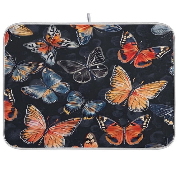 Kitchen Drying Mat 16x18In Drying Dish Mat Dish Drying Mats Kitchen Countertop Multi-Function Drain Drying Mat Kitchen Table Polychromatic Butterfly