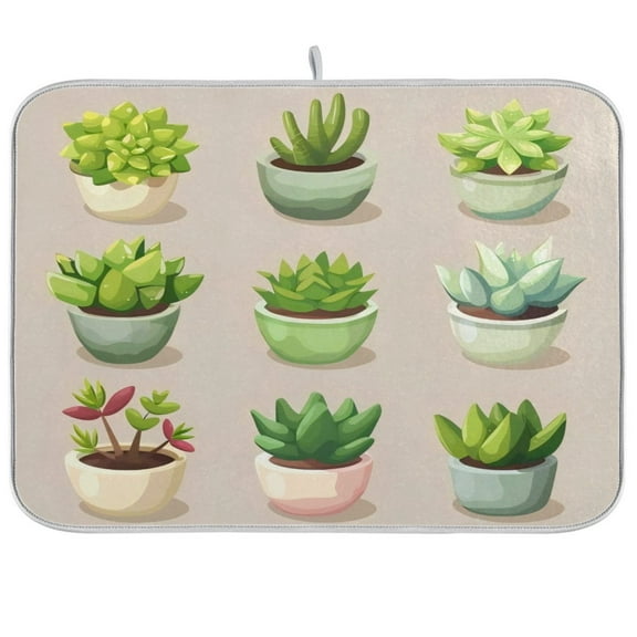 Kitchen Drying Mat 16x18In Drying Dish Mat Dish Drying Mats Kitchen Countertop Multi-Function Drain Drying Mat Kitchen Table Potted Succulent