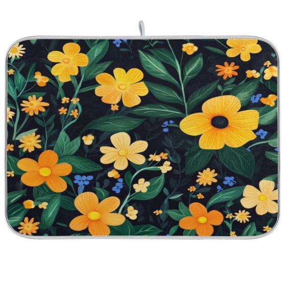 Kitchen Drying Mat 16x18In Drying Dish Mat Dish Drying Mats Kitchen Countertop Multi-Function Drain Drying Mat Kitchen Table Pretty Flowers1