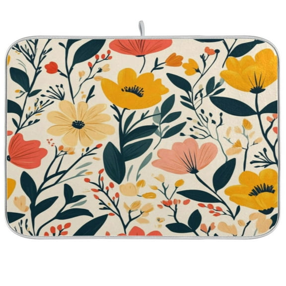 Kitchen Drying Mat 16x18In Drying Dish Mat Dish Drying Mats Kitchen Countertop Multi-Function Drain Drying Mat Kitchen Table Pretty Flowers4