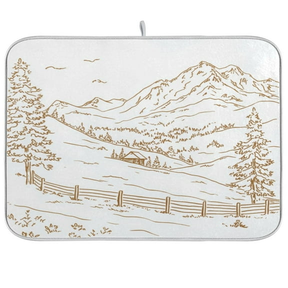 Kitchen Drying Mat 16x18In Drying Dish Mat Dish Drying Mats Kitchen Countertop Multi-Function Drain Drying Mat Kitchen Table Pretty Mountain