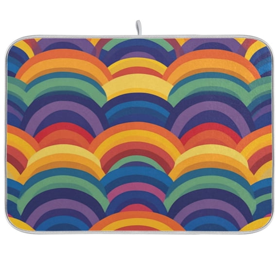 Kitchen Drying Mat 16x18In Drying Dish Mat Dish Drying Mats Kitchen Countertop Multi-Function Drain Drying Mat Kitchen Table Pretty Rainbow