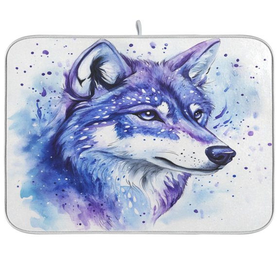 Kitchen Drying Mat 16x18In Drying Dish Mat Dish Drying Mats Kitchen Countertop Multi-Function Drain Drying Mat Kitchen Table Pretty Wolf