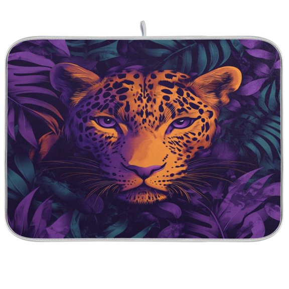 Kitchen Drying Mat 16x18In Drying Dish Mat Dish Drying Mats Kitchen Countertop Multi-Function Drain Drying Mat Kitchen Table Purple Cougars