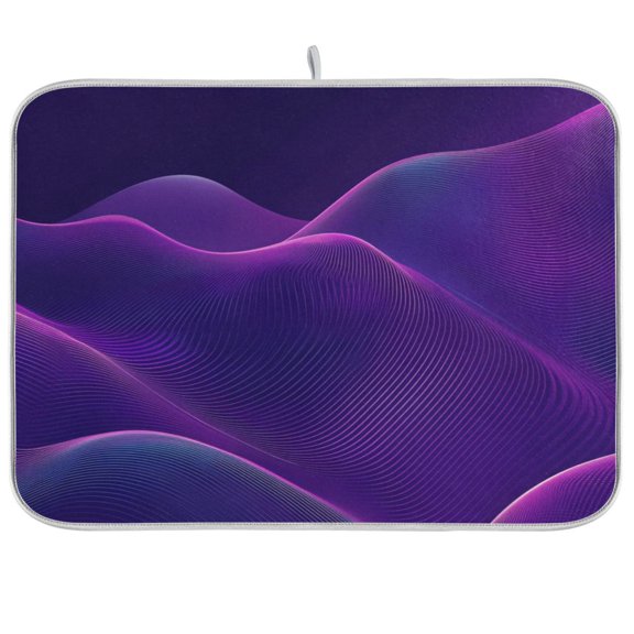 Kitchen Drying Mat 16x18In Drying Dish Mat Dish Drying Mats Kitchen Countertop Multi-Function Drain Drying Mat Kitchen Table Purple Curve