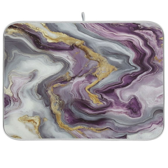 Kitchen Drying Mat 16x18In Drying Dish Mat Dish Drying Mats Kitchen Countertop Multi-Function Drain Drying Mat Kitchen Table Purple Marble