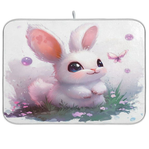 Kitchen Drying Mat 16x18In Drying Dish Mat Dish Drying Mats Kitchen Countertop Multi-Function Drain Drying Mat Kitchen Table Purple Rabbit
