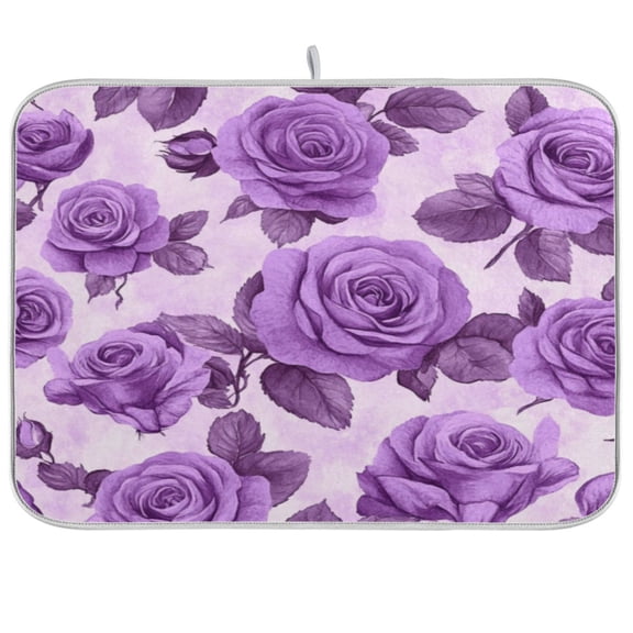 Kitchen Drying Mat 16x18In Drying Dish Mat Dish Drying Mats Kitchen Countertop Multi-Function Drain Drying Mat Kitchen Table Purple Rose4