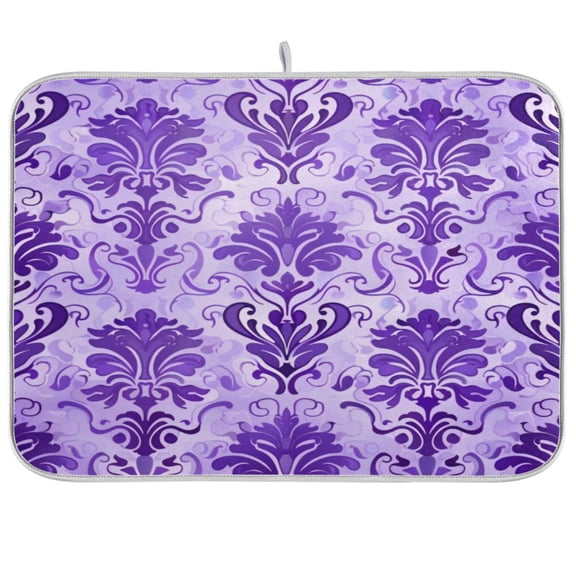 Kitchen Drying Mat 16x18In Drying Dish Mat Dish Drying Mats Kitchen Countertop Multi-Function Drain Drying Mat Kitchen Table Purple Vine