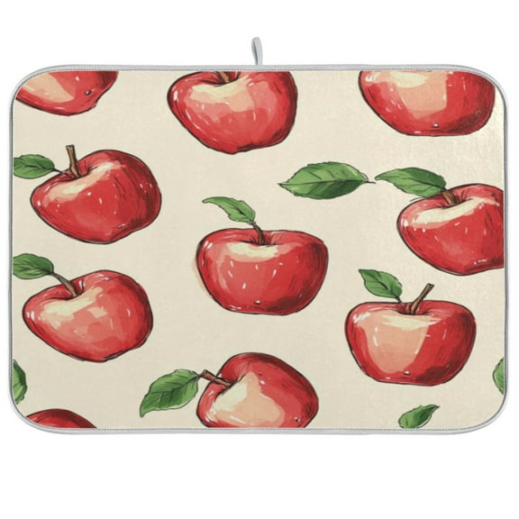 Kitchen Drying Mat 16x18In Drying Dish Mat Dish Drying Mats Kitchen Countertop Multi-Function Drain Drying Mat Kitchen Table Red Apple