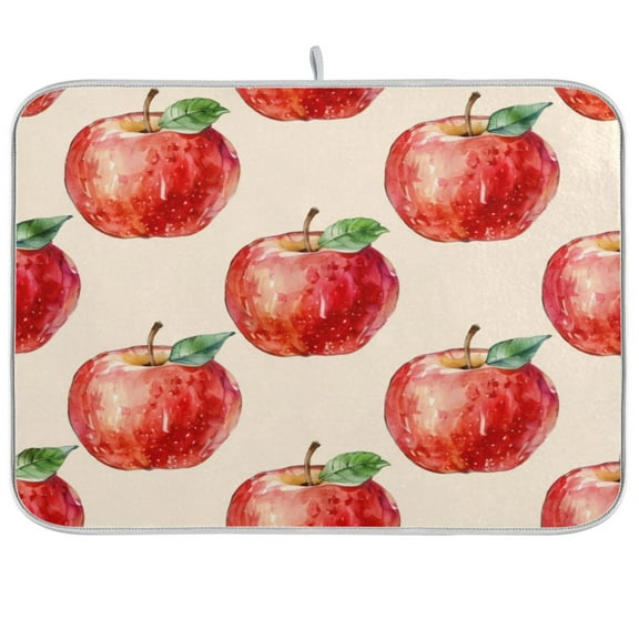 Kitchen Drying Mat 16x18In Drying Dish Mat Dish Drying Mats Kitchen Countertop Multi-Function Drain Drying Mat Kitchen Table Red Apple
