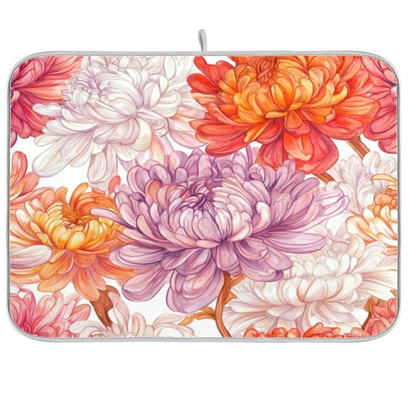 Kitchen Drying Mat 16x18In Drying Dish Mat Dish Drying Mats Kitchen Countertop Multi-Function Drain Drying Mat Kitchen Table Red Chrysanthemum
