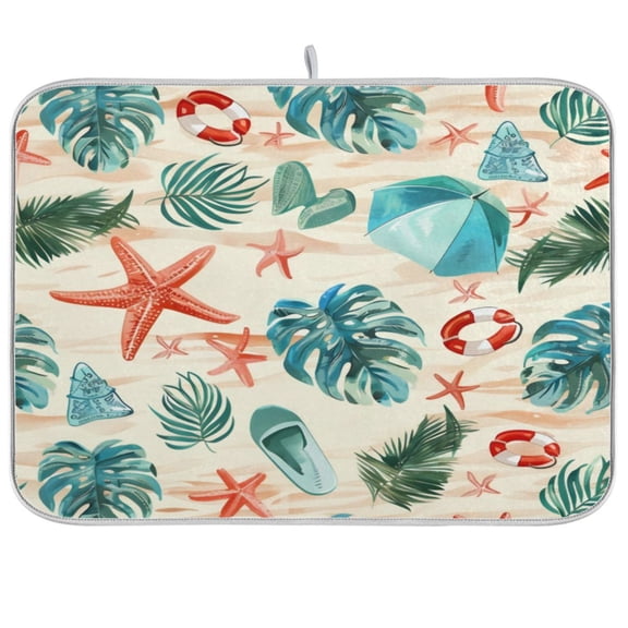 Kitchen Drying Mat 16x18In Drying Dish Mat Dish Drying Mats Kitchen Countertop Multi-Function Drain Drying Mat Kitchen Table Red Starfish