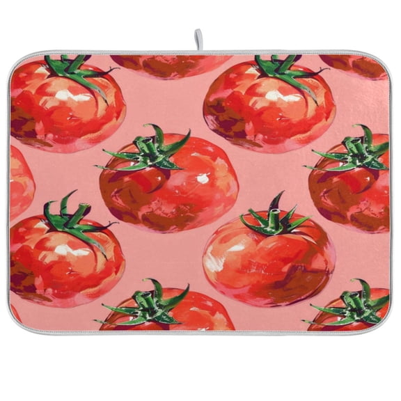 Kitchen Drying Mat 16x18In Drying Dish Mat Dish Drying Mats Kitchen Countertop Multi-Function Drain Drying Mat Kitchen Table Red Tomato