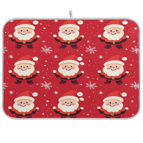 Kitchen Drying Mat 16x18In Drying Dish Mat Dish Drying Mats Kitchen Countertop Multi-Function Drain Drying Mat Kitchen Table Santa Seamless
