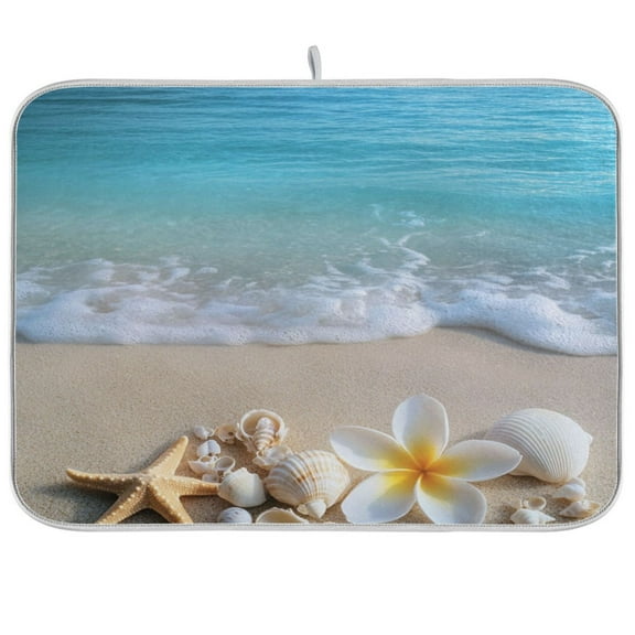Kitchen Drying Mat 16x18In Drying Dish Mat Dish Drying Mats Kitchen Countertop Multi-Function Drain Drying Mat Kitchen Table Sea Shell