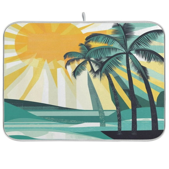 Kitchen Drying Mat 16x18In Drying Dish Mat Dish Drying Mats Kitchen Countertop Multi-Function Drain Drying Mat Kitchen Table Sea Tree