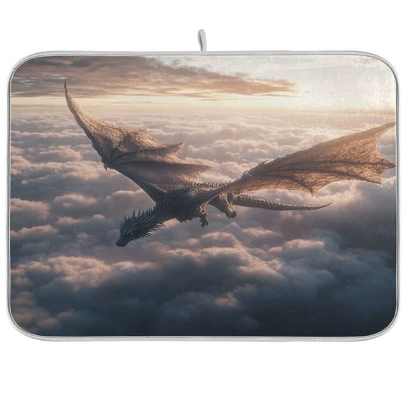 Kitchen Drying Mat 16x18In Drying Dish Mat Dish Drying Mats Kitchen Countertop Multi-Function Drain Drying Mat Kitchen Table Sky Dragon