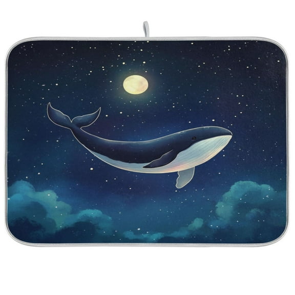 Kitchen Drying Mat 16x18In Drying Dish Mat Dish Drying Mats Kitchen Countertop Multi-Function Drain Drying Mat Kitchen Table Sky Whale