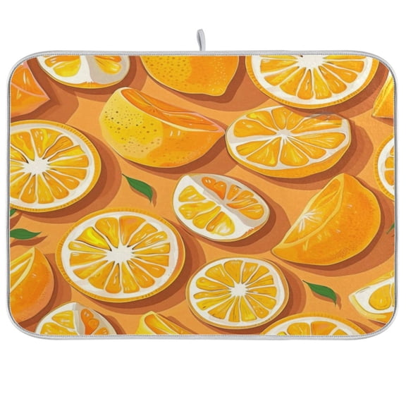 Kitchen Drying Mat 16x18In Drying Dish Mat Dish Drying Mats Kitchen Countertop Multi-Function Drain Drying Mat Kitchen Table Sliced Orange
