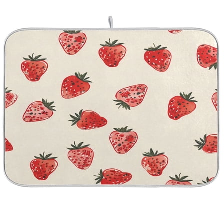 Kitchen Drying Mat 16x18In Drying Dish Mat Dish Drying Mats Kitchen Countertop Multi-Function Drain Drying Mat Kitchen Table Small Strawberry