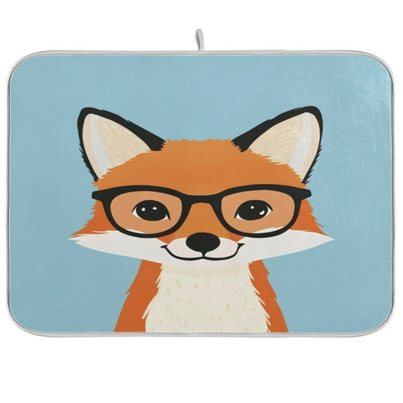 Kitchen Drying Mat 16x18In Drying Dish Mat Dish Drying Mats Kitchen Countertop Multi-Function Drain Drying Mat Kitchen Table Smiling Fox