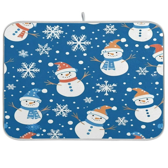 Kitchen Drying Mat 16x18In Drying Dish Mat Dish Drying Mats Kitchen Countertop Multi-Function Drain Drying Mat Kitchen Table Snowman