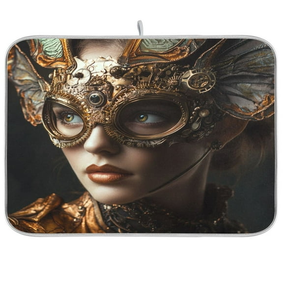 Kitchen Drying Mat 16x18In Drying Dish Mat Dish Drying Mats Kitchen Countertop Multi-Function Drain Drying Mat Kitchen Table Steampunk Beauty