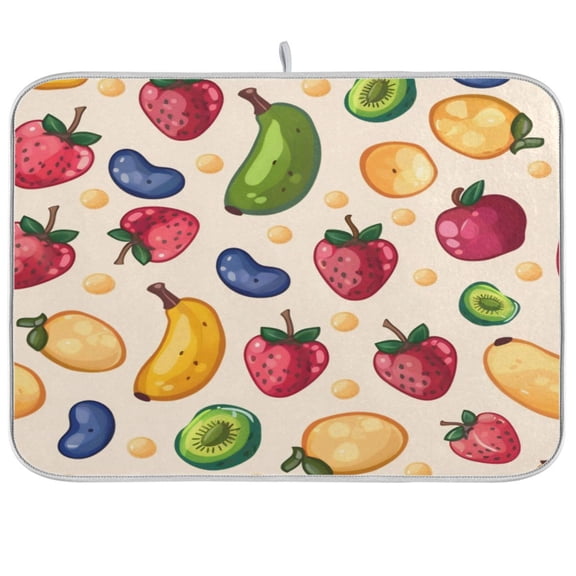 Kitchen Drying Mat 16x18In Drying Dish Mat Dish Drying Mats Kitchen Countertop Multi-Function Drain Drying Mat Kitchen Table Strawberry Banana
