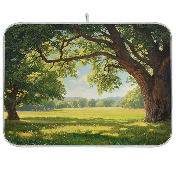 Kitchen Drying Mat 16x18In Drying Dish Mat Dish Drying Mats Kitchen Countertop Multi-Function Drain Drying Mat Kitchen Table Summer Tree