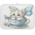 thumbnail image 1 of Kitchen Drying Mat 16x18In Drying Dish Mat Dish Drying Mats Kitchen Countertop Multi-Function Drain Drying Mat Kitchen Table Teacup Cute Kitten, 1 of 8