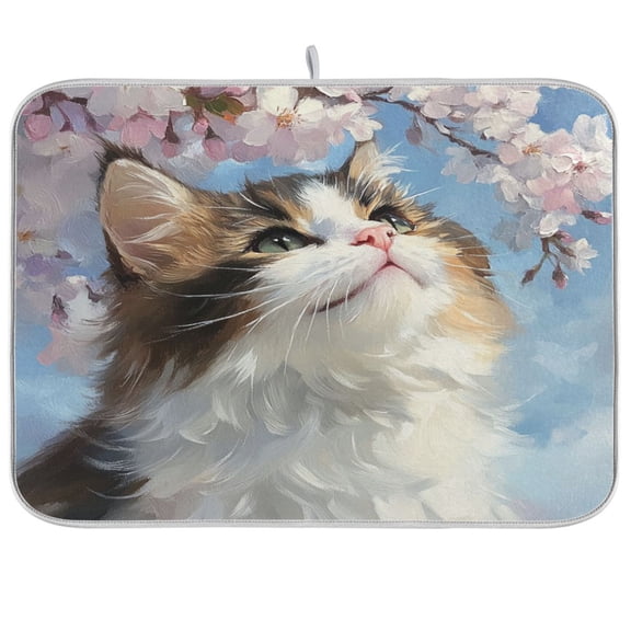 Kitchen Drying Mat 16x18In Drying Dish Mat Dish Drying Mats Kitchen Countertop Multi-Function Drain Drying Mat Kitchen Table Upside-down Cat