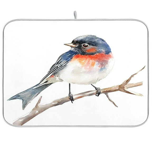 Kitchen Drying Mat 16x18In Drying Dish Mat Dish Drying Mats Kitchen Countertop Multi-Function Drain Drying Mat Kitchen Table Watercolor Bird