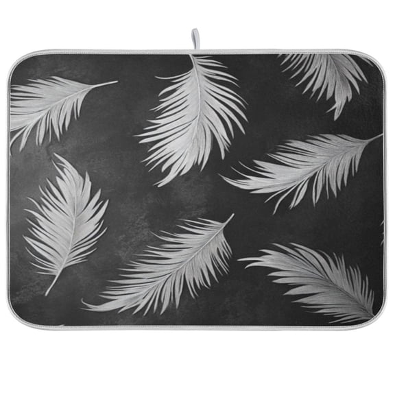 Kitchen Drying Mat 16x18In Drying Dish Mat Dish Drying Mats Kitchen Countertop Multi-Function Drain Drying Mat Kitchen Table White Feather