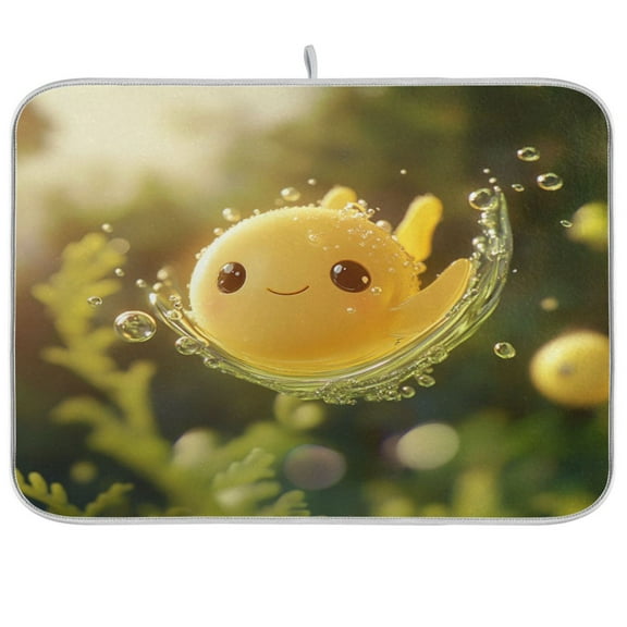 Kitchen Drying Mat 16x18In Drying Dish Mat Dish Drying Mats Kitchen Countertop Multi-Function Drain Drying Mat Kitchen Table Yellow Ball