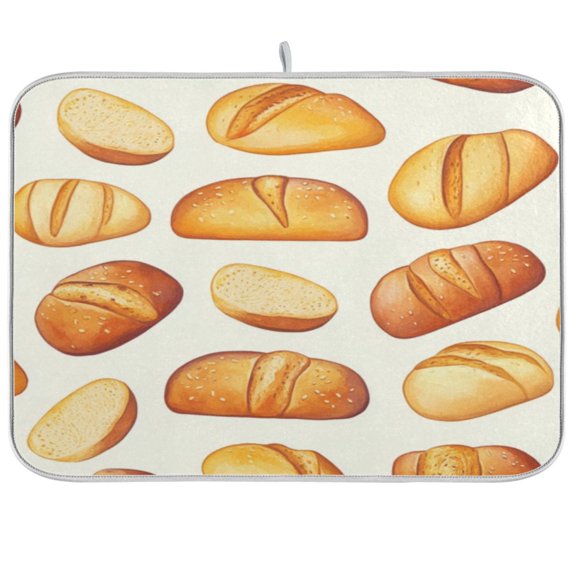 Kitchen Drying Mat 16x18In Drying Dish Mat Dish Drying Mats Kitchen Countertop Multi-Function Drain Drying Mat Kitchen Table Yellow Bread