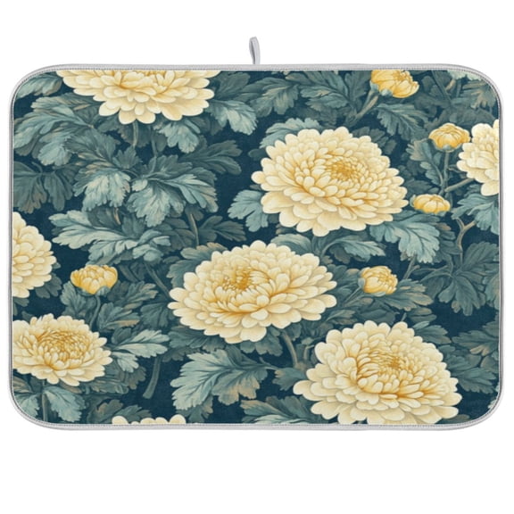 Kitchen Drying Mat 16x18In Drying Dish Mat Dish Drying Mats Kitchen Countertop Multi-Function Drain Drying Mat Kitchen Table Yellow Chrysanthemum2