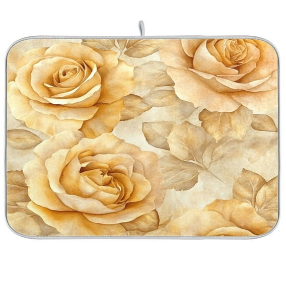 Kitchen Drying Mat 16x18In Drying Dish Mat Dish Drying Mats Kitchen Countertop Multi-Function Drain Drying Mat Kitchen Table Yellow Roses