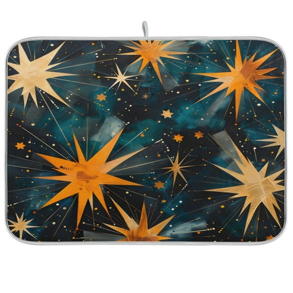 Kitchen Drying Mat 16x18In Drying Dish Mat Dish Drying Mats Kitchen Countertop Multi-Function Drain Drying Mat Kitchen Table Yellow Star